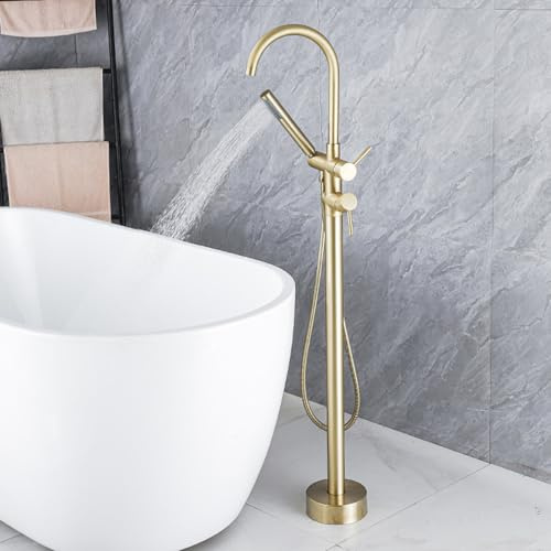 Generisch Wasserhahn Badewanne Freistehende Badewannen Armaturen bodenmontiert Messing warm und kalt mit Dusche freistehend Chrom