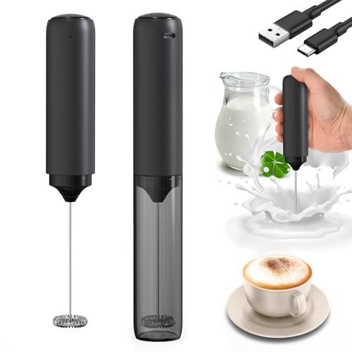 Montalatte Elettrico, Montalatte Ricaricabile con Tubo di Conservazione, Frullino Montalatte Portatile da 14.000 Giri/Min per Matcha Latte, Cappuccino, Regali da Cucina