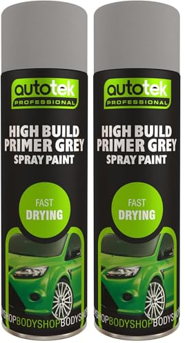Autotek Professional Fast Drying Spray Paint, High Build Primer Grey, 500 ml, Primers (Pack of 2)