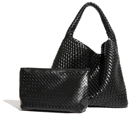 Kiepoar Handtaschen Geflochten für Damen, Große Ledertasche Schultertaschen mit Wallet für Arbeit Schule Reise