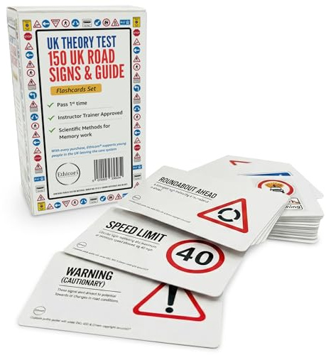 Driving Theory Test Road Sign Flash Cards – 150 UK Driving Theory Test Flashcards | Study Aid for Learner Drivers | UK Theory Test 2025 Revision | Driving Test Gift | theory test | Birthday Gift Bag