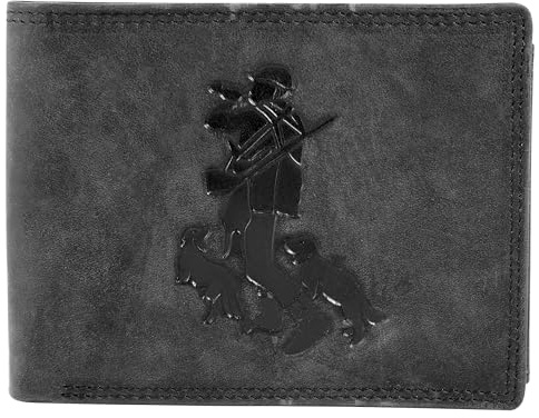 Akzent Geldbörse für Herren aus Leder in Schwarz, Geldbeutel mit Druckknopf in 9 x 12 x 2 cm