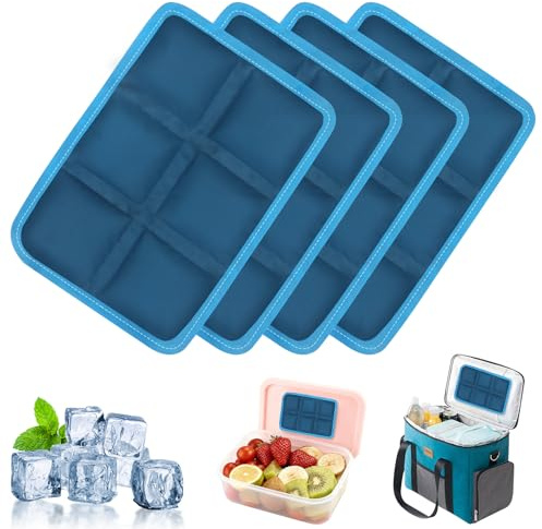 DIELOVEHUA 4 Piezas Acumuladores de Frio, Bolsas de Hielo, Placas Hielo Nevera Portatil, Bloques Congeladores de Frío Pequeños, Reutilizables, para Almuerzos, Picnics y Camping