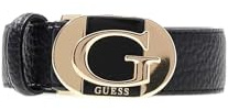 GUESS Damen-Gürtel aus schwarzem Polyurethan mit Schnalle mit goldenem Logo, 3 cm, Größe L