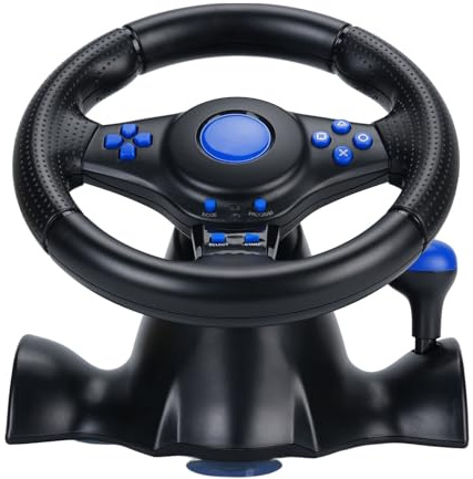 Sxhlseller Volante da Corsa per PC, 360, Volante da Gaming USB con Rotazione di 180°, Pedali Lineari e Paddle Al, Feedback con Vibrazione, Tasti Programmabili, Design Ergonomico