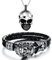Aroncent Totenkopf Armband Halskette Anhänger: Herren Schädel Kette Lederarmband Armreif Leder Wickelarmband Edelstahl Armband Gotik Punk Halskette Schwarz Silber