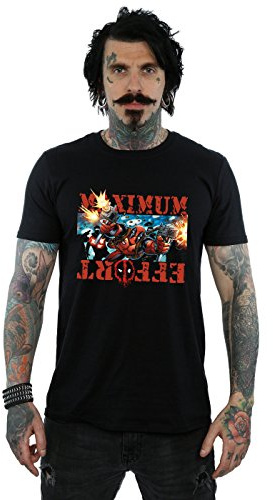 Marvel Men's Deadpool Maximum Effort T-Shirt Large Black