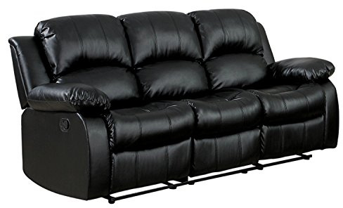 uk leisure world RECLINER BLACK SOFA SUITES SETTEE LAZY BOY BLACK FABRIC 1 2 3 SEATER ARMCHAIR FAUX LEATHER (Black three seater)