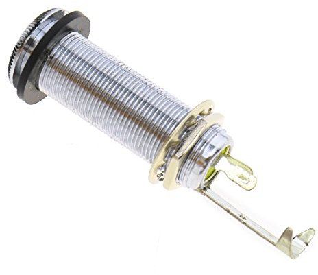 D2D Guitar Long Jack Socket Output Stereo Barrel Jack Plug Socket For Bass Electric Guitar in Silver