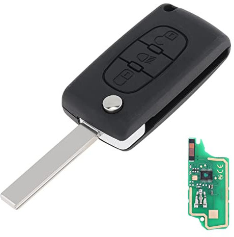 Mando de 3 botones con espadín sin cortar, con botón de luz, chip ID46 y espadín HU83, CE0536