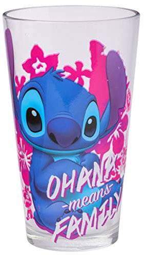 Silver Buffalo Lilo and Stitch Ohana Means Family Pint Glass, 16-Ounces