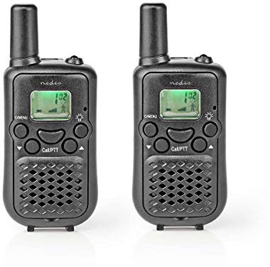NEDIS Walkie-Talkie - Reichweite 5 km - 8 Kanäle - 38 CTTS-Codes (Unterkanäle) - Integriertes Voice Activated Transmit (VOX) - freihändige Nutzung - LED-Leuchte - 2 Stück - Kompakt und Leicht Schwarz