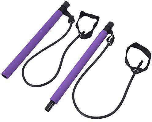 Widerstandsbänder für Beine und Po, tragbarer Pilates Bar Stick Yoga Widerstandsband Multifunktionales Heimfitness-Sporttraining Gummibänder Hauptbundgürtel Lila