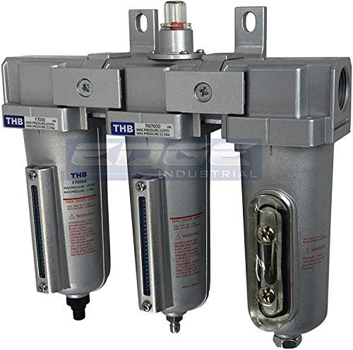 3 STAGE, INDUSTRIAL GRADE IN-LINE COALESCING FILTER & DESICCANT AIR DRYER COMBINATION WITH METAL BOWLS FOR SPRAY GUN EQUIPMENT PAINT BOOTH COMPRESSOR, PLASMA CUTTER (3/4 AUTO DRAIN)