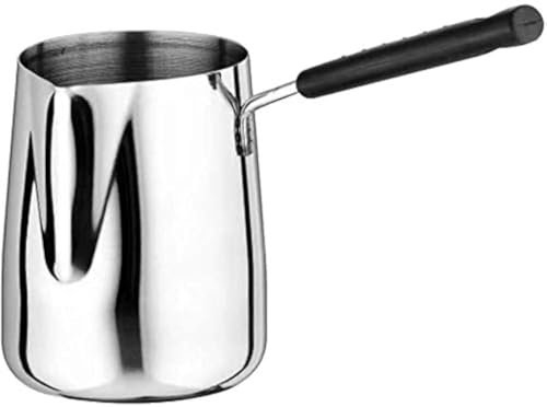 Stainless Steel Milk Frothing Pitcher Chocolate Melting Pot with Long Handle fit for Making Coffee Cappuccino Frothing Milk Coffee Machine (350ml)
