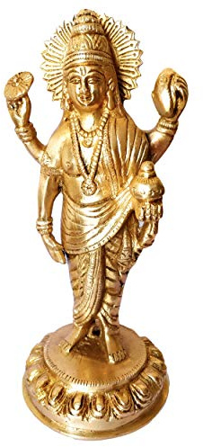 GURU JEE Messingstatue Gott Dhanvantari Avatar von Herrn Vishnu Gott von Ayurveda stehend Idol Murti Geschenke Pooja Schaustück