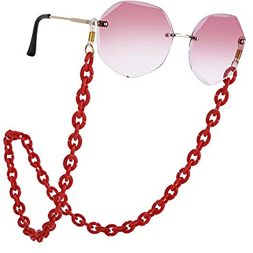EUEAVAN Masken-Kette, Acryl-Brillenkette, Sonnenbrillen-Halter für Damen, modische Brillen-Halter, Halskette, Rot (Big Red), 38
