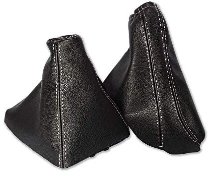 The Tuning-Shop Ltd Schaltsack Handbremsmanschette kompatibel mit Opel Astra H Leder weiße Naht