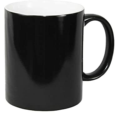 Yoshome 6 x Black Colour Changing Sublimation Mugs 11oz Matt Gloss Heat Change Custom Photo Cup Personalized DIY Print Mugs for Heat Press Transfer(11oz Gloss)