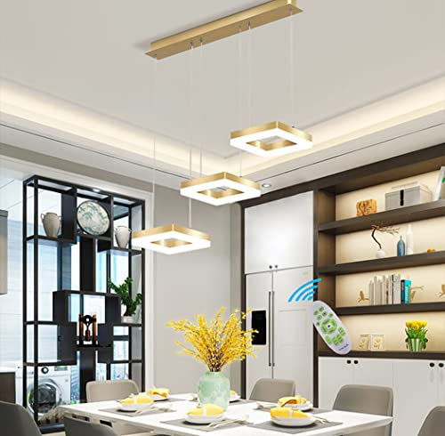 Pendelleuchte Esszimmerlampe LED Esstisch Hängelampe Modern Eckig Weiß Pendellampe Designer Deckenleuchte Büro Deko Decke Lampen für Wohnzimmer Bar Korridor Schlafzimmer Kronleuchter (Gold)
