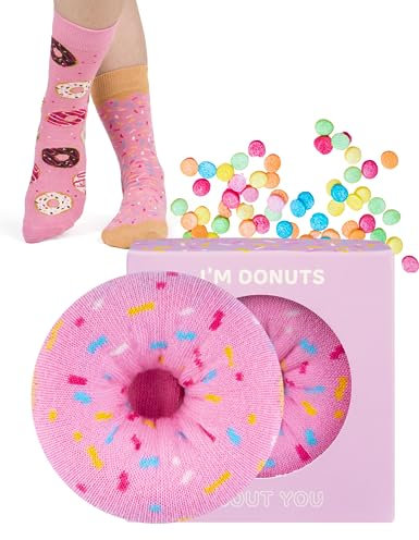 soxo Donut Socken Damen Geschenke Für Frauen Lustige Geschenk Bunte Damensocken 35-40 Hellrosa 1 Paar