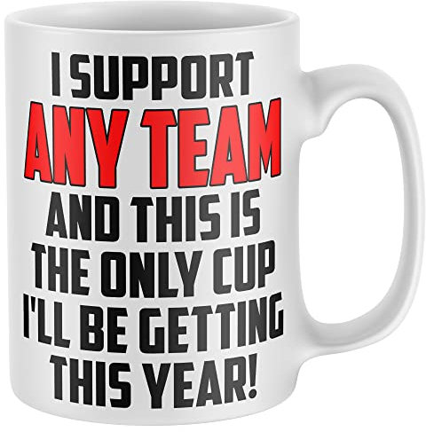 Purple Print House Funny Football Supporters Mug, Any Team Personalised Footy Coffee Cup, Custom Club Name, Funny Mugs For Footy Fans, Personalised Football Mug For Men Kids, One Size, White