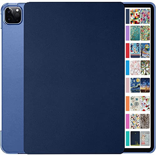 DuraSafe Cases Per iPad Pro 12.9 5 4 Generation [Pro 12.9 5th 4th ] A2378 A2461 A2379 Trifold PC leggero Smart PU pelle protettiva posteriore rigida cover - blu navy
