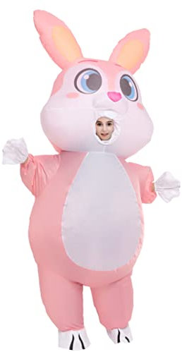 Spooktacular Creations Osterhase Aufblasbares Kostüme für Erwachsene Aufblasbares Osterkostüm mit rosa Häschen Cosplay Aufblasbar Oster Party