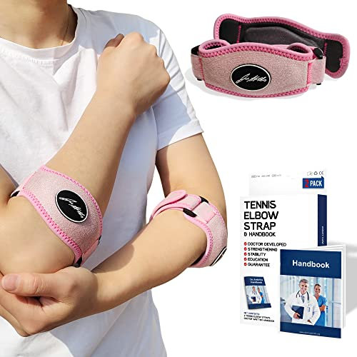 Coudiere Tendinite Conçue par des Médecins, Soulage la Douleur Tendinite Coude, Tennis Elbow, Coudiere Epicondylite Gauche & Droite pour Protection du Nerf Cubital, Hommes et Femmes, [2 Unités, Rose]