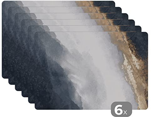Placemats Platzdeckchen Platzset Tischset 6-teilig Tischdeko Untersetzer 45x30 cm Abstrakt - Farbe - Gold - Schwarz - Marmor