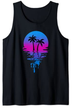 Vintage Retro Sunset Palm Tree Tank Top