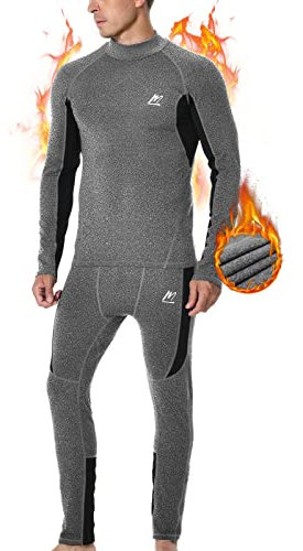 MeetHoo Thermounterwäsche Herren, Funktionsunterwäsche mit Rollkragen Skiunterwäsche Winter Thermowäsche Set Atmungsaktiv Thermo Unterwäsche Warm Thermounterhemd & Thermohosen für Männer