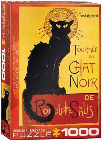 empireposter Steinlen - Chat Noir Der Schwarze Kater Art Deco - 1000 Teile Puzzle Format 68x48 cm + Deluxe 3er Set Puzzle Zubehör