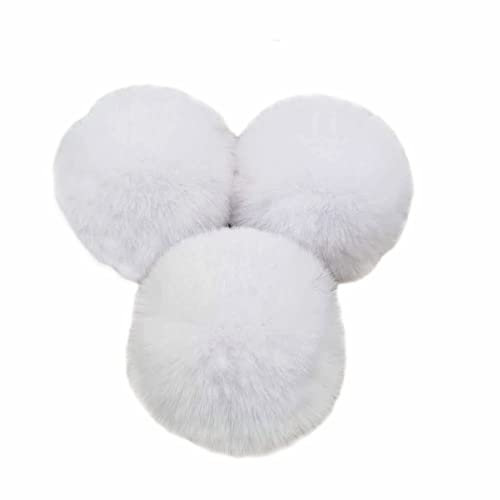 10 Stk 8cm Pompons Kunstfell Kaninchenfell Fellbommel,Kunstpelz Pom Pom Ball Plüschbälle Bommeln für DIY Handwerk Mützen Anhänger Dekoration Damen Mädchen Taschenanhänger Schlüsselanhänger,Weiß