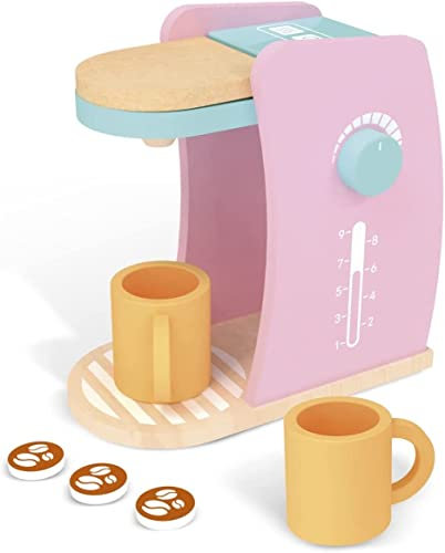 Leomark Electrodomésticos: Cafetera + vasitos, Juguete de Madera, Equipo de Cocina para niños
