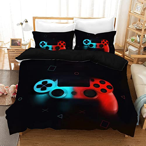 Parure De Lit 3D Gamepad Housse De Couette 200x200cm Gamer Console Manette Motif Sets De Housses De Couettes pour Adulte Hommes Ado Enfants Garçons