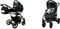 BabyLux Largo 2-in-1 Baby Kinderwagen Tief und Kinderwagen mit Zubehör Verstellbar und faltbar Aluminiumkonstruktion Wasserdicht Nicht abnehmbare Räder Black Grey Black Frame