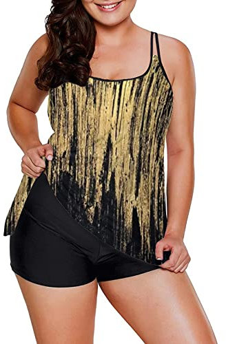 Yowablo Lässige Bademode für Frauen, zweiteilig, fließende Tankini-Badeanzüge mit Boyshorts, U-Ausschnitt, Schwimm-Tanktops, Badeanzüge, 2-teilige Badebekleidung Armbänder Für Uhren