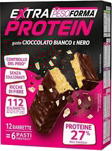 Pesoforma Extra Protein Barrette Proteiche al Gusto Cioccolato Bianco e Nero, 372g