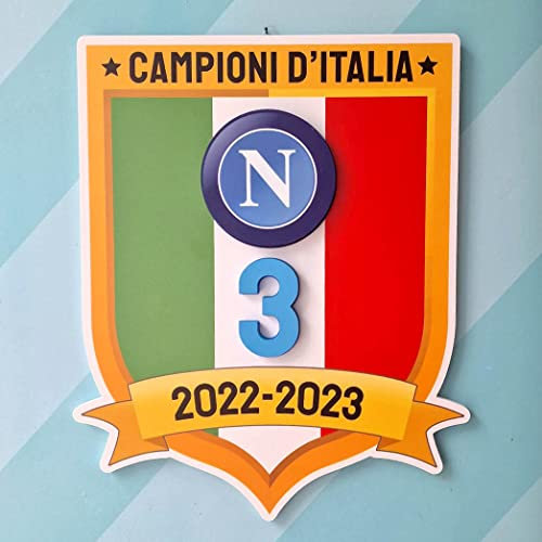 SLIDE Scudetto Napoli 2025 campione d'Italia realizzato a rilievo in 3D - Scudetto tricolore Napoli - Misure 40cm x 33cm con appendino - EDIZIONE LIMITATA