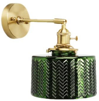 KlkrzJwy Luminaires Vintage Applique Murale Avec Abat-Jour En Verre Vert Applique Murale De Chevet Appliques Murales Rotatives Applique Murale Décorative D'hôtel Avec Base E26 Pour Salon Loft Cuisine