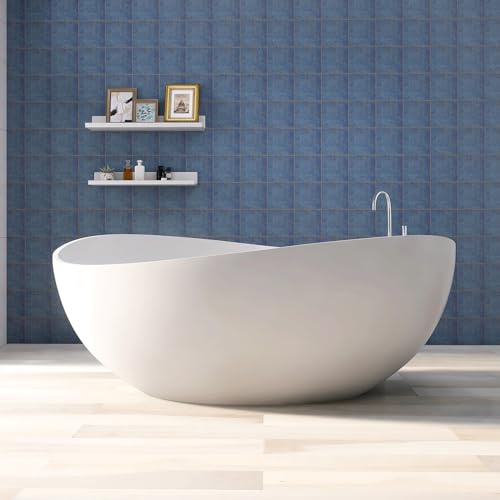 MEDUNJESS 63'' Solid Surface Free Standing Tub, Matte Soaking Tubs