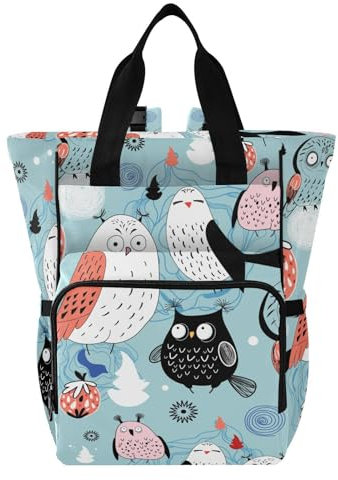 MCHIVER Wickeltasche mit Eulen-Motiv, großes Fassungsvermögen, Babytaschen mit isolierten Taschen, Mutterschaftstasche für Babys, Mädchen, Jungen, Eulen