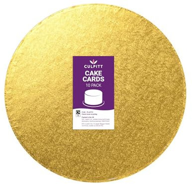 Culpitt 8 Round Cake Boards | Gold | 2.7mm Cards For Celebration Desserts, Birthday Treats, Tiered Sponge, Cupcakes, and More! 8 inch, Pack Of 10