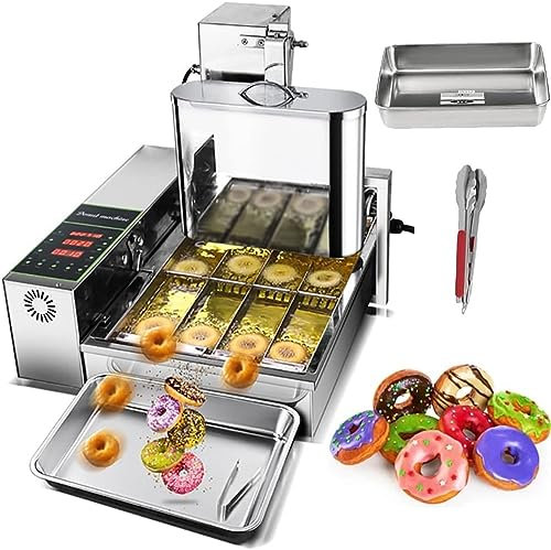 Máquina para Hacer rosquillas de 4 Filas, freidora de rosquillas con Panel de Control Digital, Espesor de rosquilla Ajustable de Acero Inoxidable, tolva de 5,5 L, 1750 Unidades/h