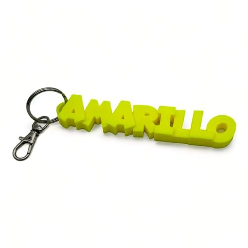 MPZONLINE, Personalisierbarer Schlüsselanhänger, bis zu 15 Zeichen, ideal für Namen, Marken, Matrizen, Instagram-Perlen, 3D-Druck mit PLA, gelb, 2 cm