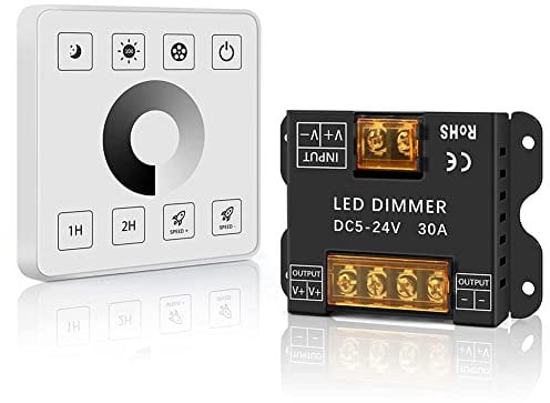 watera Controllo Dimmer per Pannello A Sfioramento RF Wireless Montato A Parete Kit di Controllo Dimmer Wireless RF per DC5-24V 30A