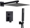Sanitemodar Set Doccia Incasso Nero, Miscelatore Doccia Incasso con 30x30cm Soffione, kit Doccia Incasso con Doccetta