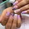24pcs French Tip False Nails Short Square Press on Nails Purple Butterfly Fake Nails Glue on Nails White Edge Removable Stick on Nails Fake Nails Nail Art Accessories
