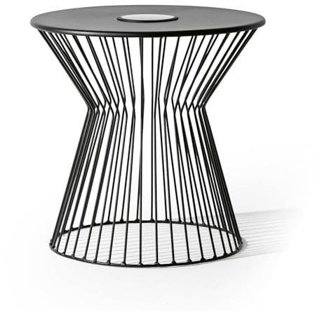 Lumaland Beistelltisch mit LED-Solarbeleuchtung | Ideal als Couchtisch, Nachttisch, Wohnzimmertisch, Gartentisch & Balkontisch | Wetterfest & robust | In- & Outdoor | USB & Solar